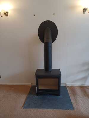 Wood-Burning-Stove-Black-Twin-Wall-Installer-Ystradgynlais-Hopkins-Log-Burners