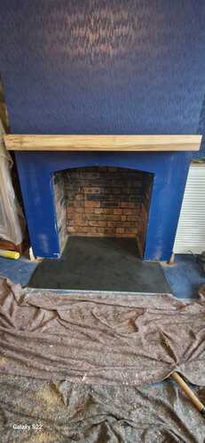 Hearth and Oak Mantle fitted prior to Stove Buddy 5 Multifuel Stove Installation in Port Talbot- Hopkins Log Burners