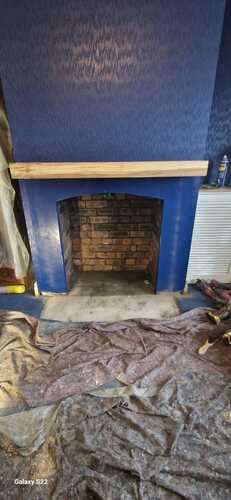 Oak Mantle fitted for Stove Buddy 5 Multifuel Stove Installation in Port Talbot- Hopkins Log Burners