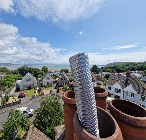 Specialist flue installer- Midtherm 316 flexi liner for wood, multifuel stoves in south mid west wales Hopkins log burners