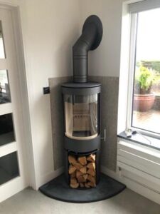 Completed-Frontal-view-Multifuel-Stove-Twin-Wall-Flue-Installation-with-logs-in-Clydach-Swansea-Hopkins-Log-Burners