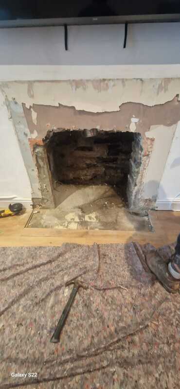 Removal-of-fire-surround-and-fire-in-readiness-for-Multifuel-Stove-and-Oak-Mantel-Installation-Pontardawe-Swansea-Valley