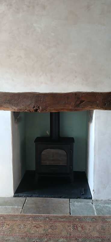 Stovax Stockton 8 Multifuel Wood Burning Stove Installation in farmhouse Llandeilo Fan, Sennybridge, Breconshire- Hopkins Log Burners